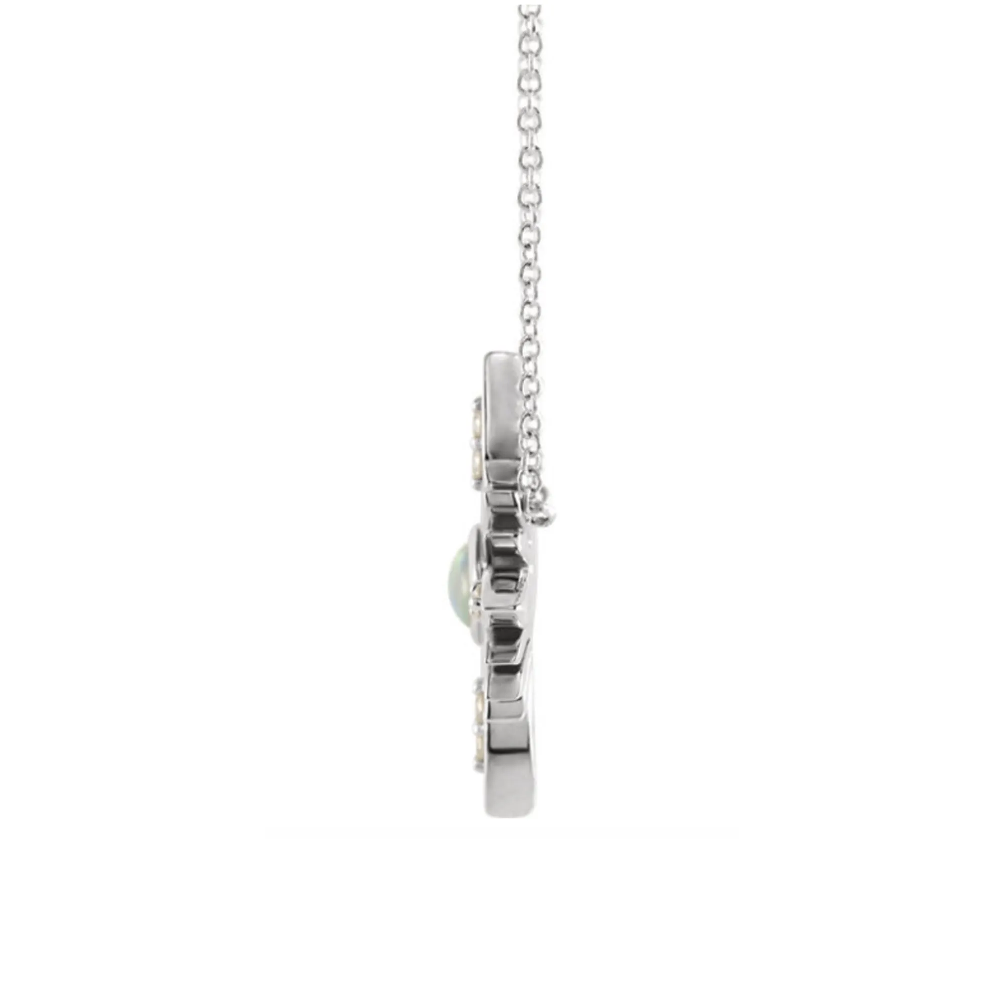 Rainbow Moonstone and Diamond Celestial Necklace in White, Yellow or Rose Gold