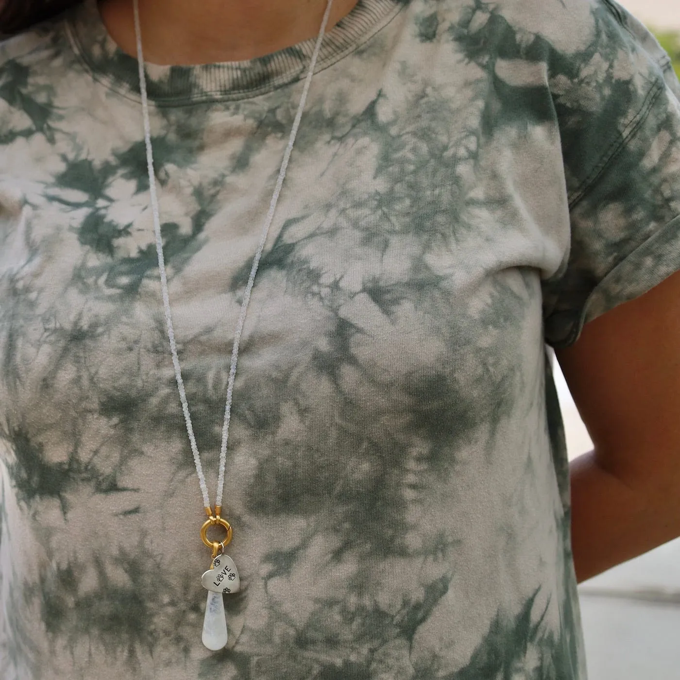 Rainbow Moonstone Necklace with Ring Clasp