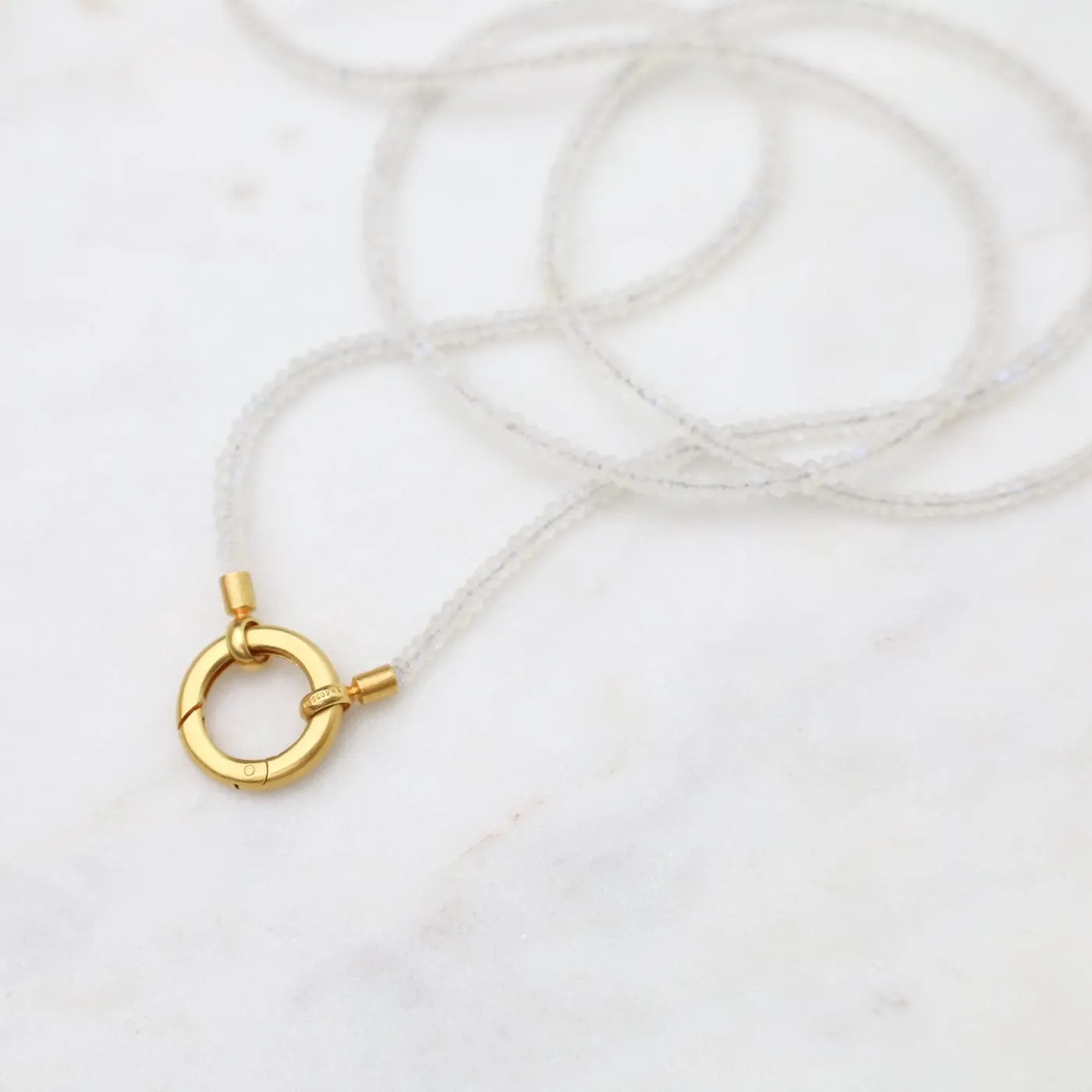 Rainbow Moonstone Necklace with Ring Clasp