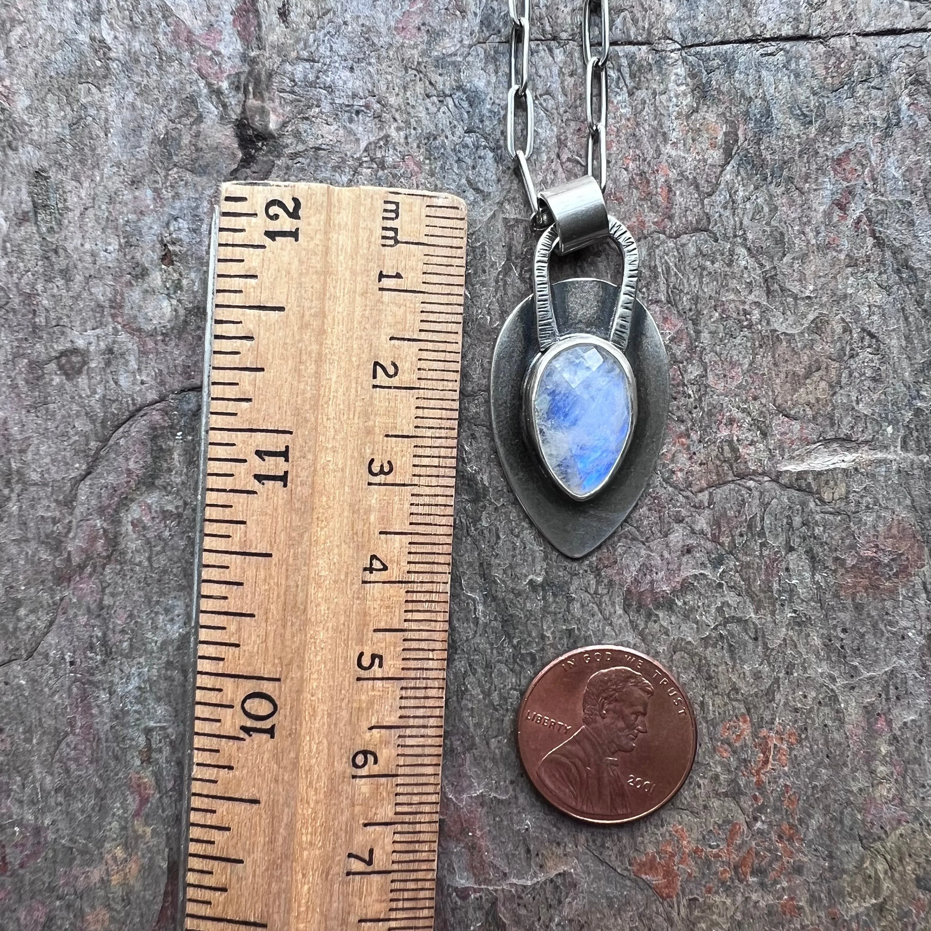Rainbow Moonstone Sterling Silver Necklace - Handmade One-of-a-kind Pendant on Sterling Silver Chain
