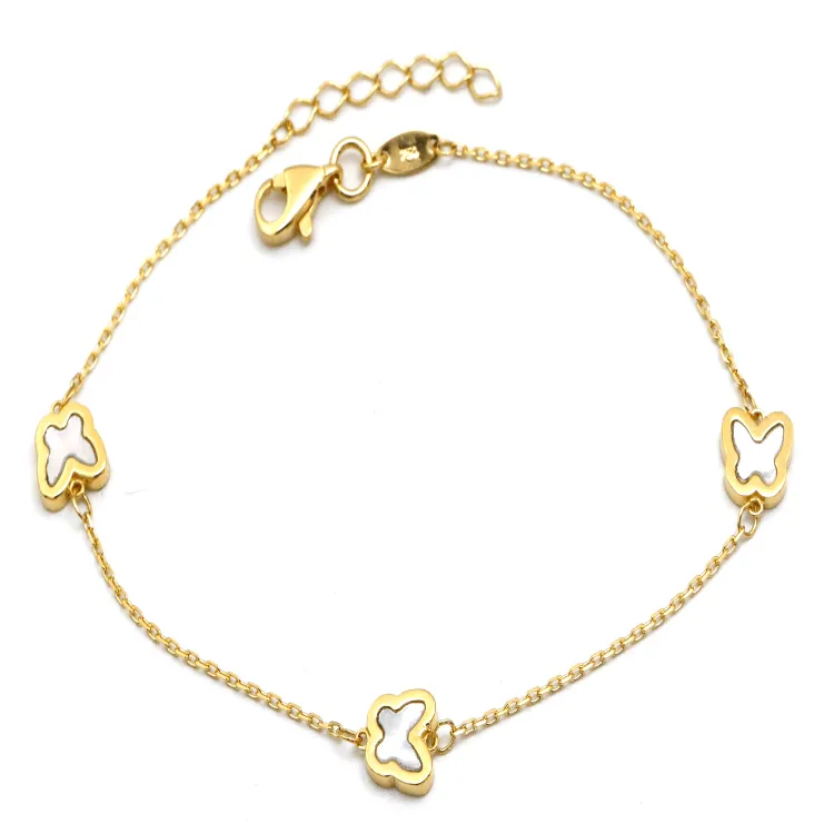 Real Gold GZVC 3 Plain Butterfly Clover Adjustable Size Bracelet 0595 BR1623
