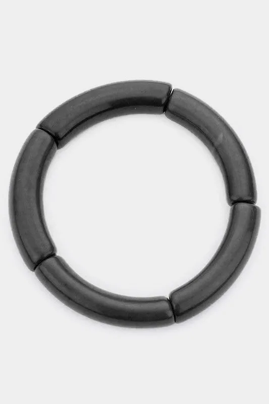 Resin Stretch Bangle in Black