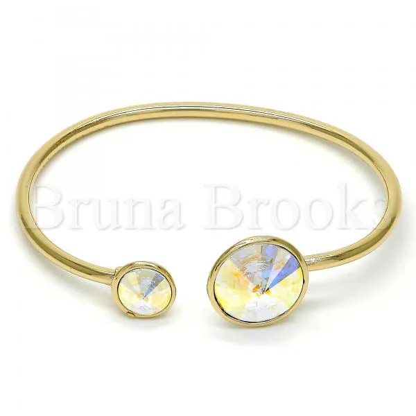 Rhodium Plated Individual Bangle, with Swarovski Crystals, Rhodium Tone
