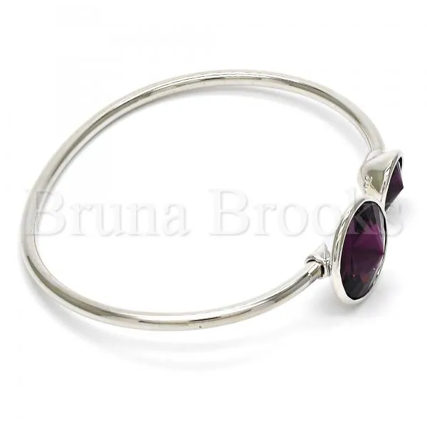 Rhodium Plated Individual Bangle, with Swarovski Crystals, Rhodium Tone