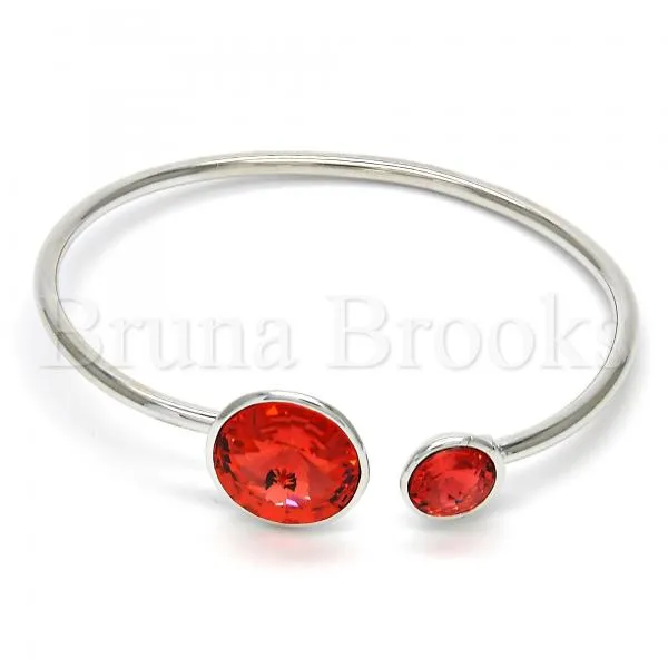 Rhodium Plated Individual Bangle, with Swarovski Crystals, Rhodium Tone