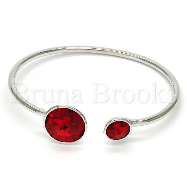Rhodium Plated Individual Bangle, with Swarovski Crystals, Rhodium Tone