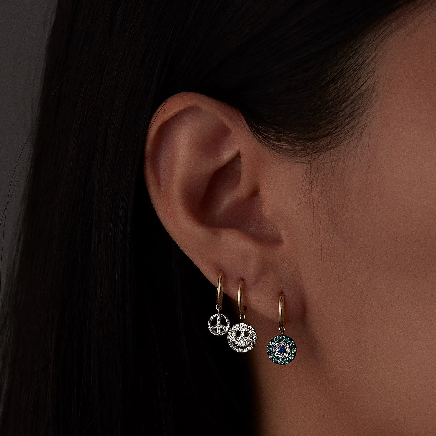 Round Evil Eye Single Hoop Earring