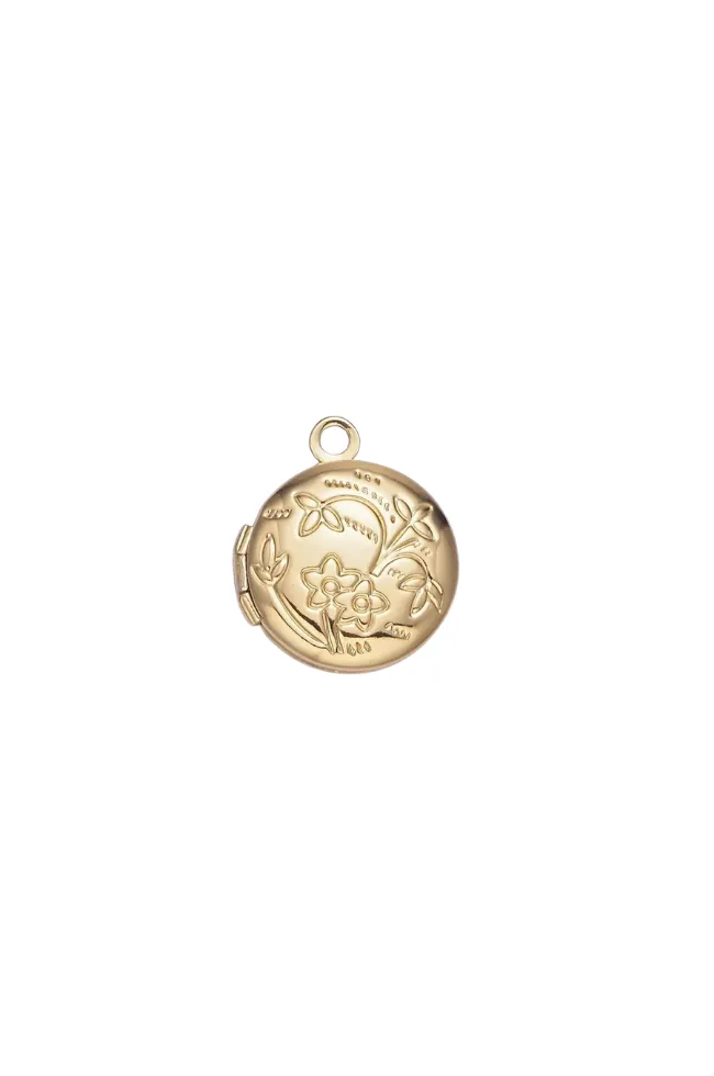 Round Floral Locket Charm