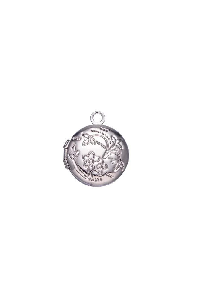 Round Floral Locket Charm