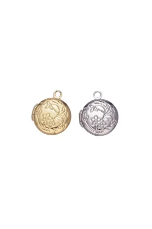 Round Floral Locket Charm
