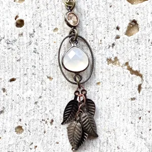 Rustic Moonstone Leaf Necklace