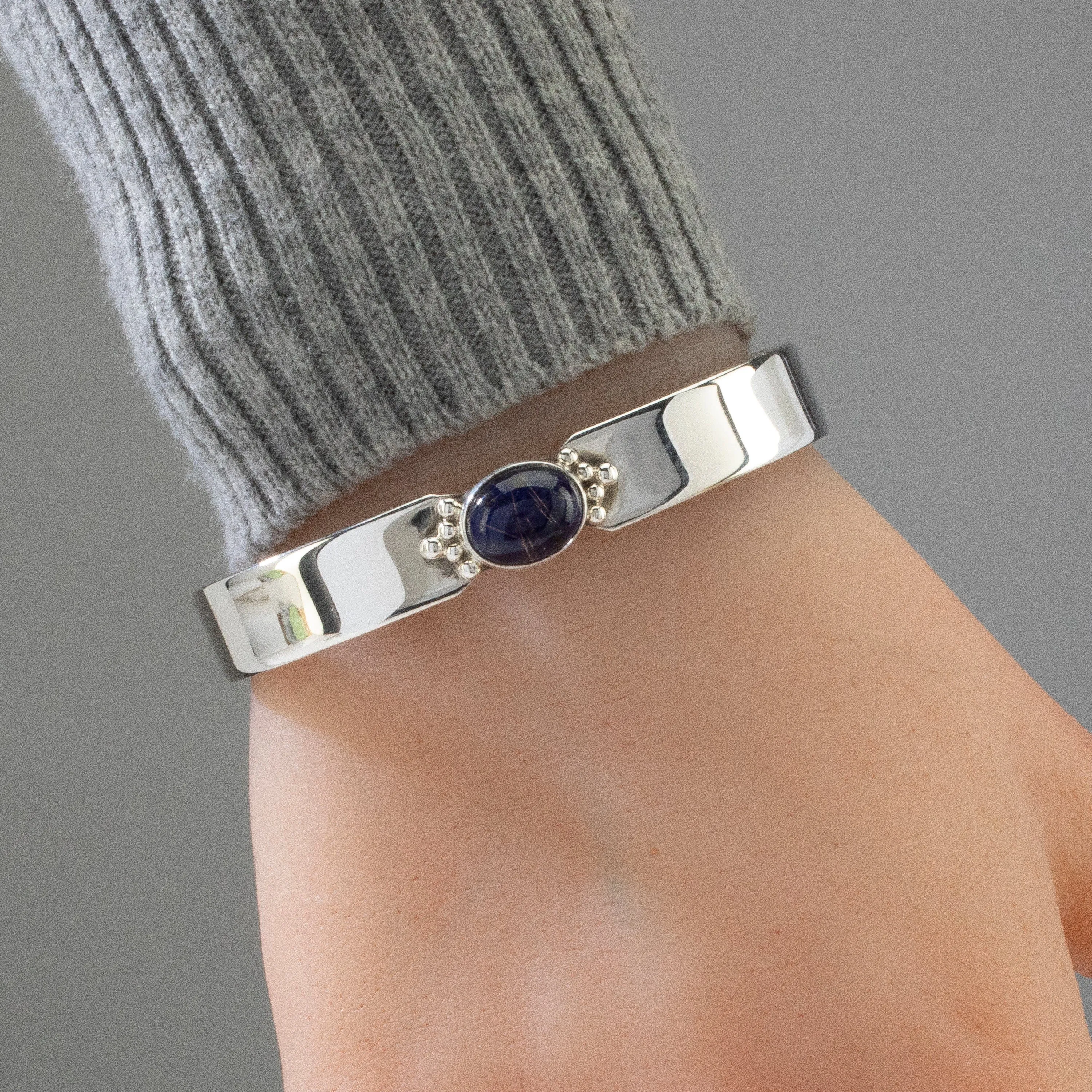 Rutilated Amethyst Navajo USA Native American Made 925 Sterling Silver Cuff