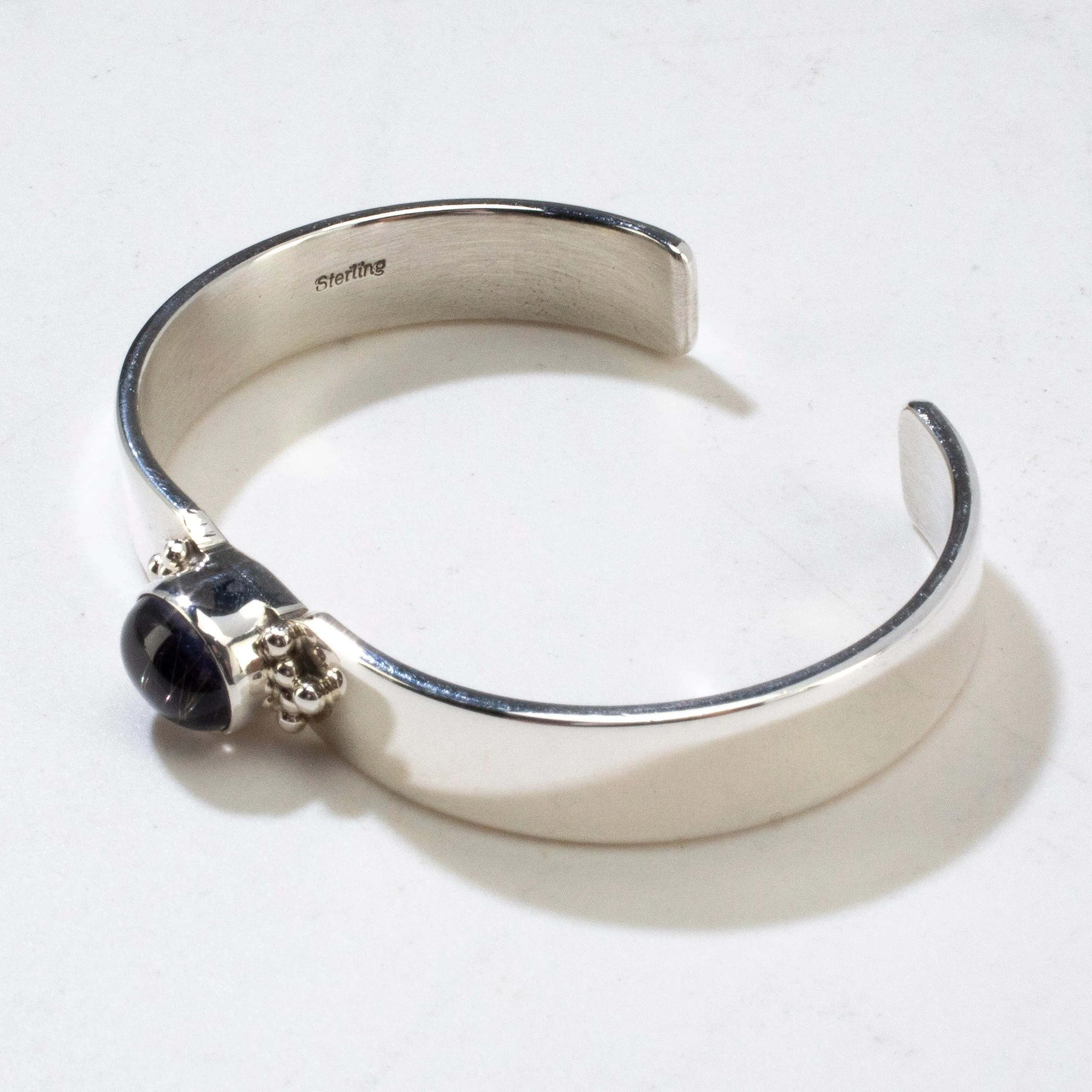 Rutilated Amethyst Navajo USA Native American Made 925 Sterling Silver Cuff