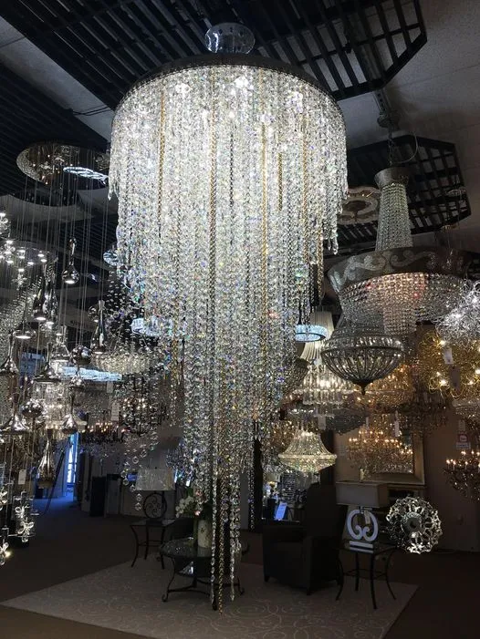Rylight Waterfalls Flush Mount/Suspension Crystal Tassel Chandelier
