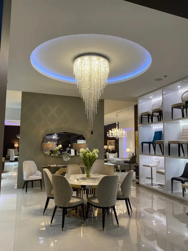 Rylight Waterfalls Flush Mount/Suspension Crystal Tassel Chandelier