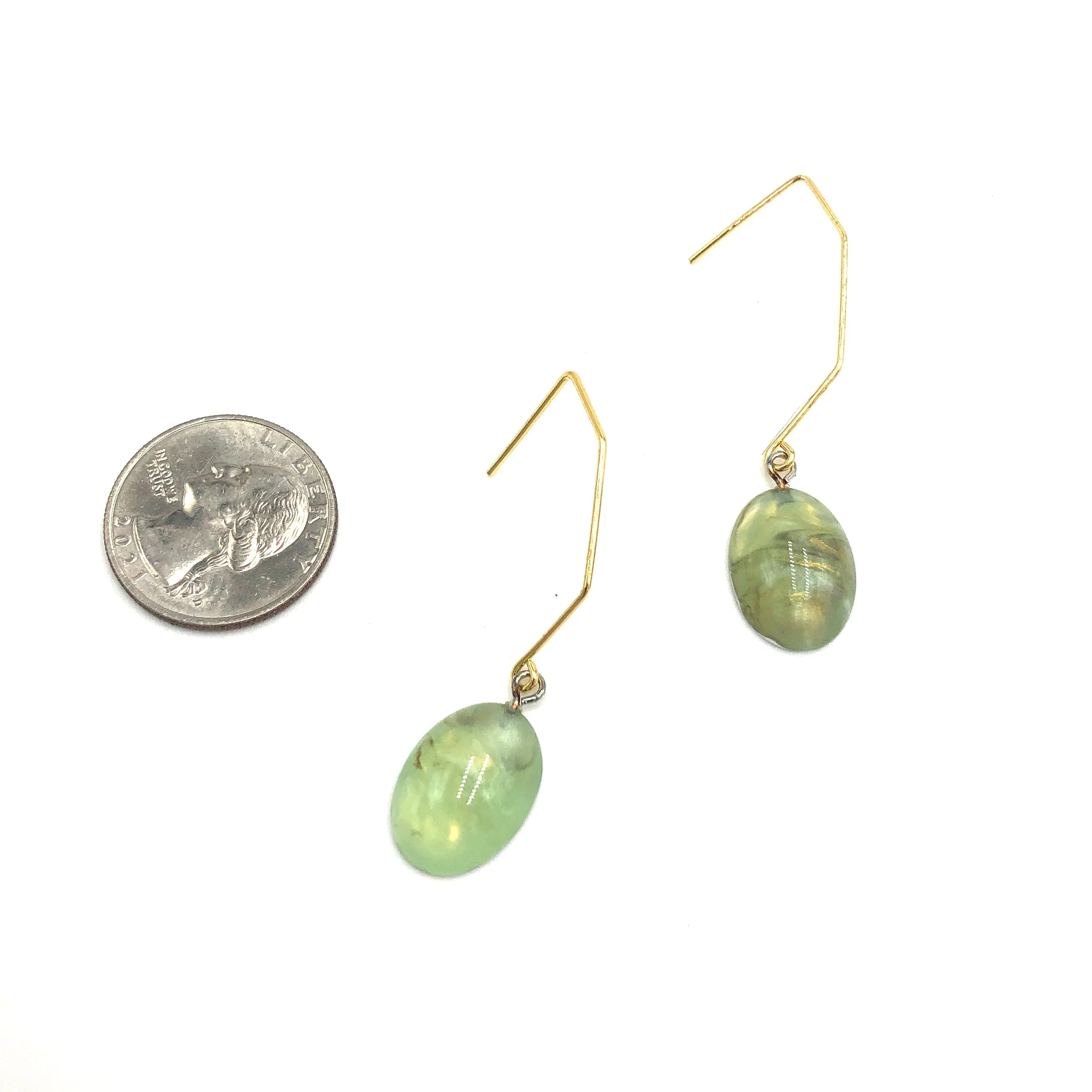 Sage Marbled Luster Hex Drop Earrings *DoorBusters