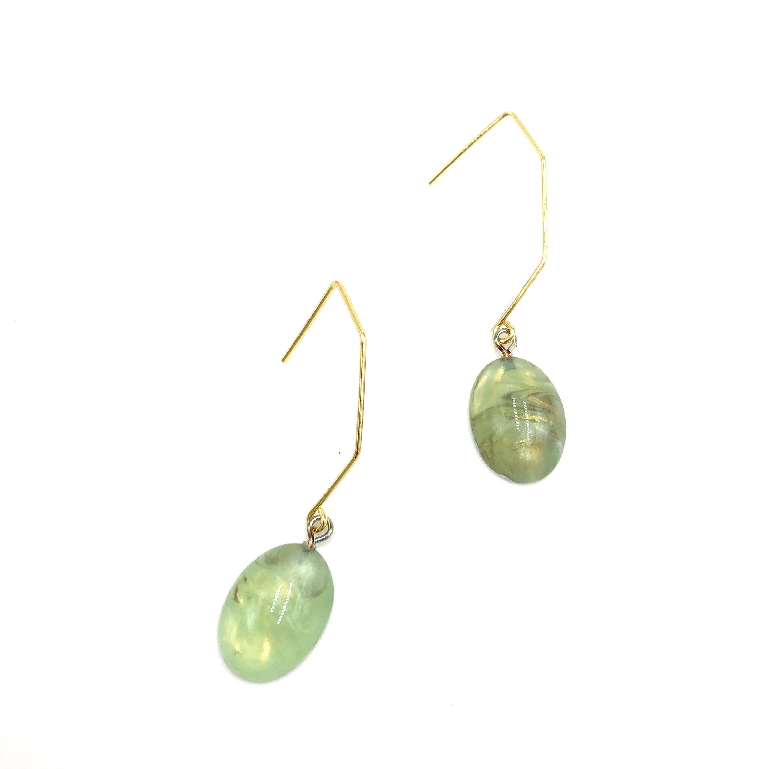 Sage Marbled Luster Hex Drop Earrings *DoorBusters