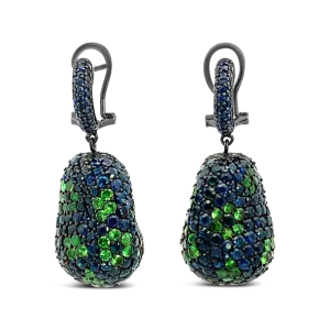 Sapphire & Tsavorite Drop Earrings