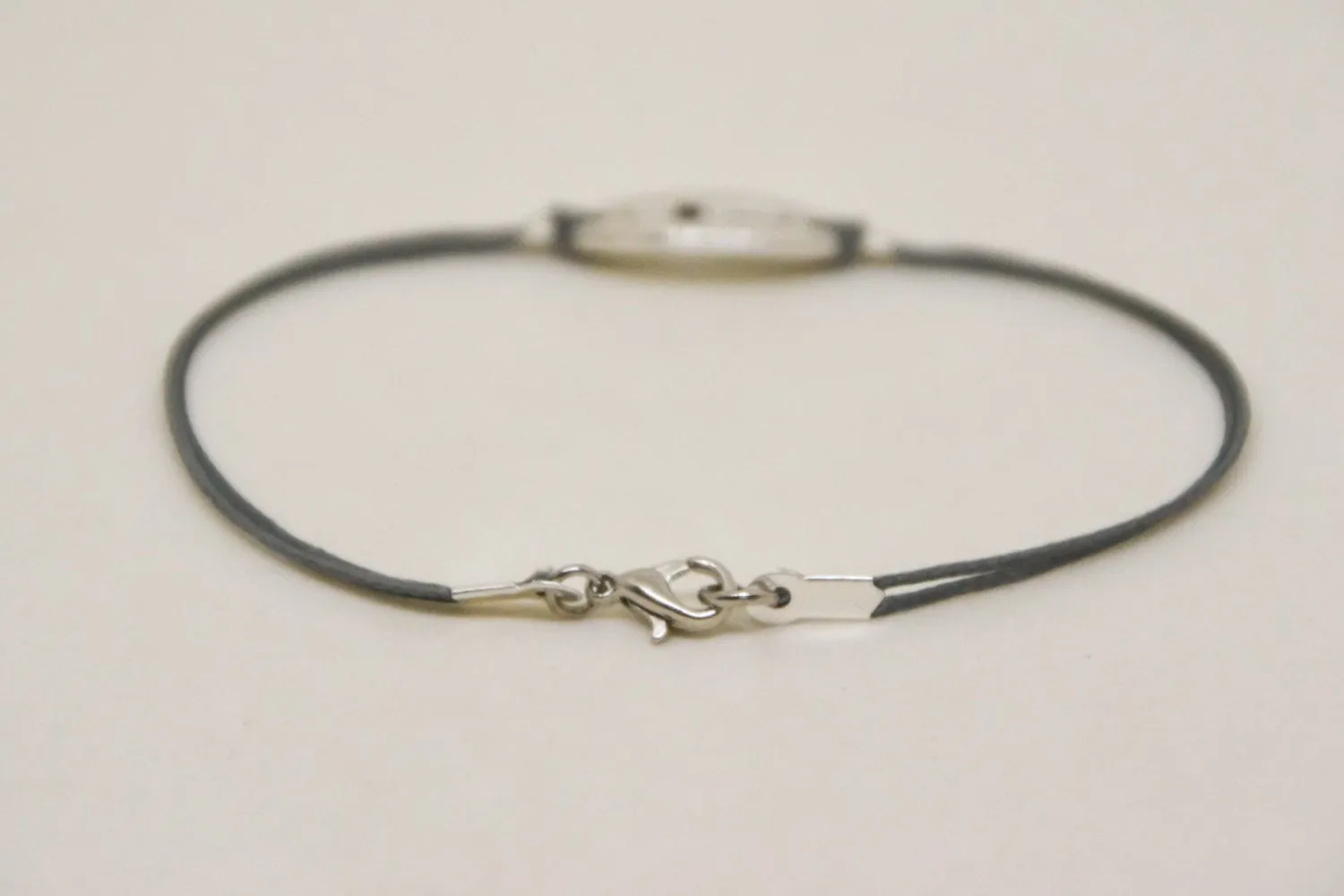 Silver Cross bracelet for men, gray cord, christian gift for him