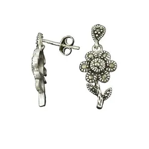 Silver Marcasite Daisy Post Earrings