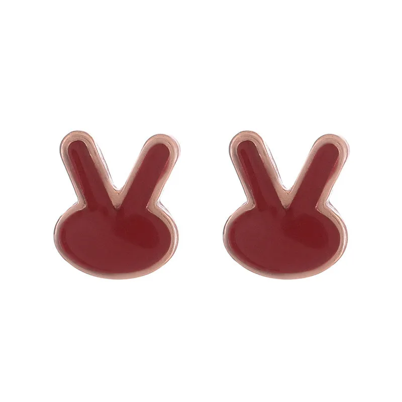 Silver Needle Korean Minimalist Style Exquisite Cute Bunny Earrings