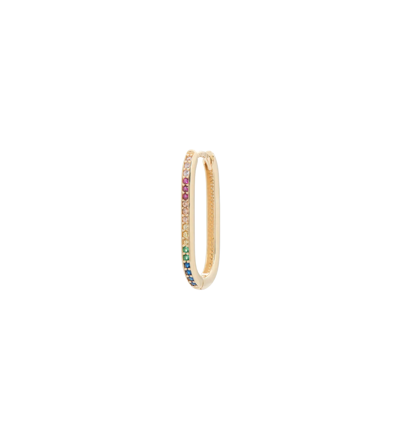 Single Rainbow Zirconia Paperclip Earring 14K