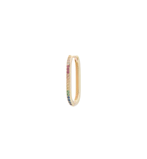 Single Rainbow Zirconia Paperclip Earring 14K