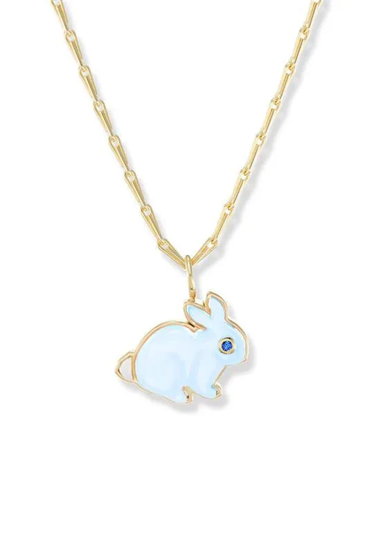 Small Moonstone Bunny Pendant Necklace