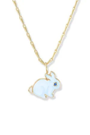 Small Moonstone Bunny Pendant Necklace