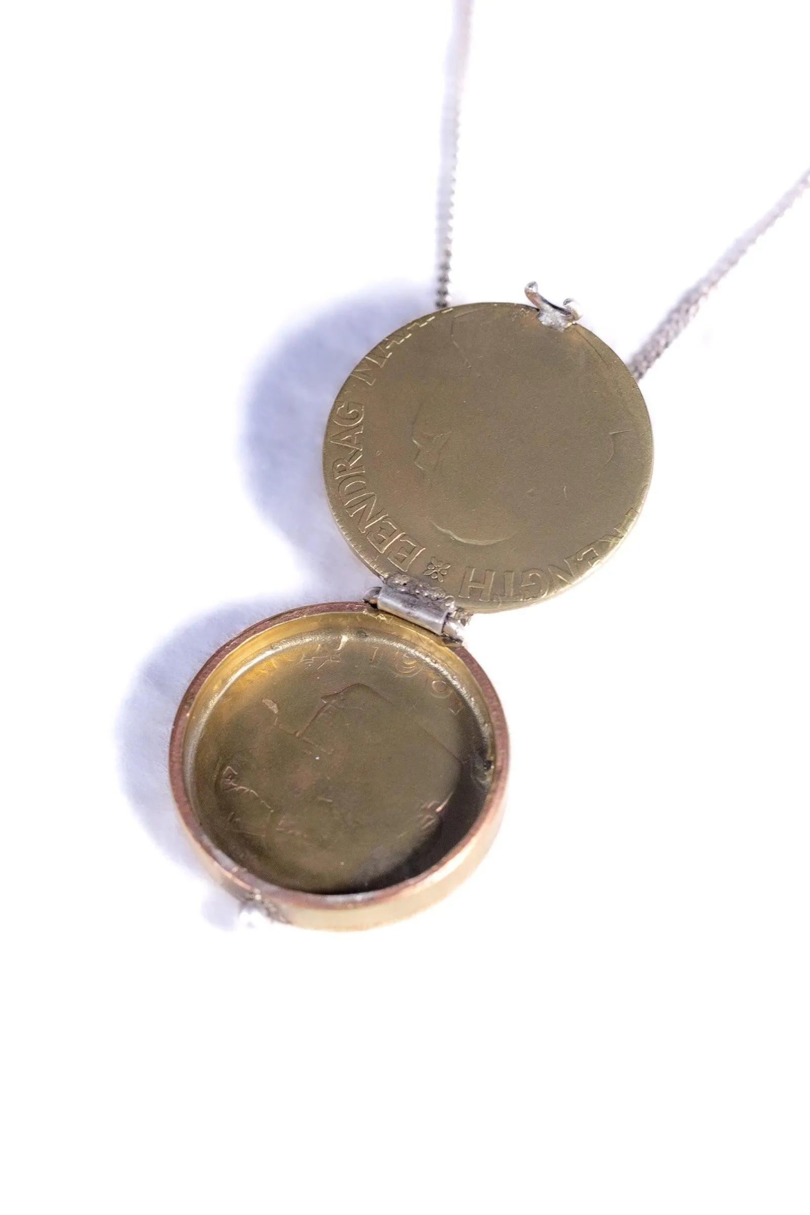 South African Brass Coin Locket Necklace
