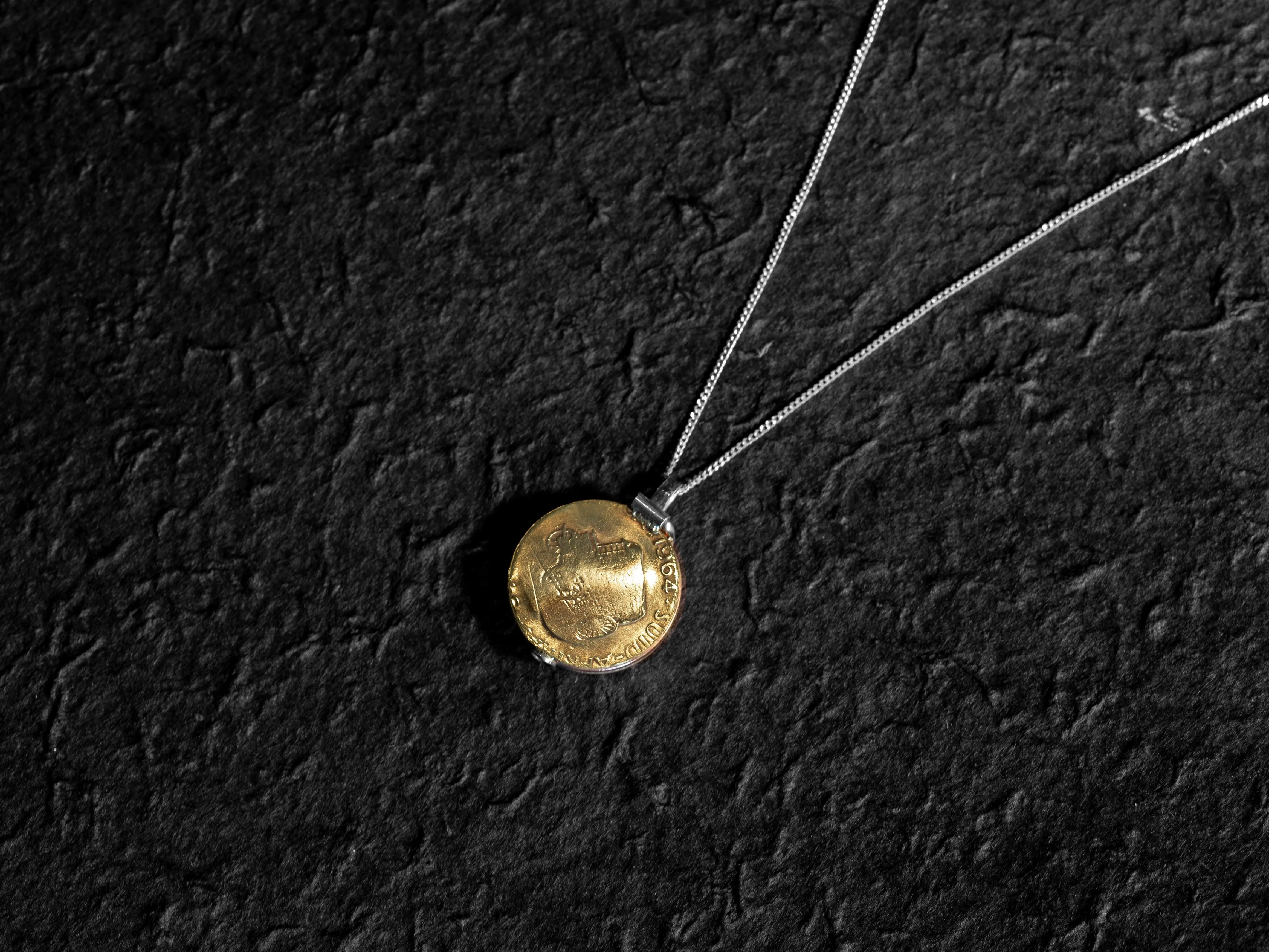 South African Brass Coin Locket Necklace