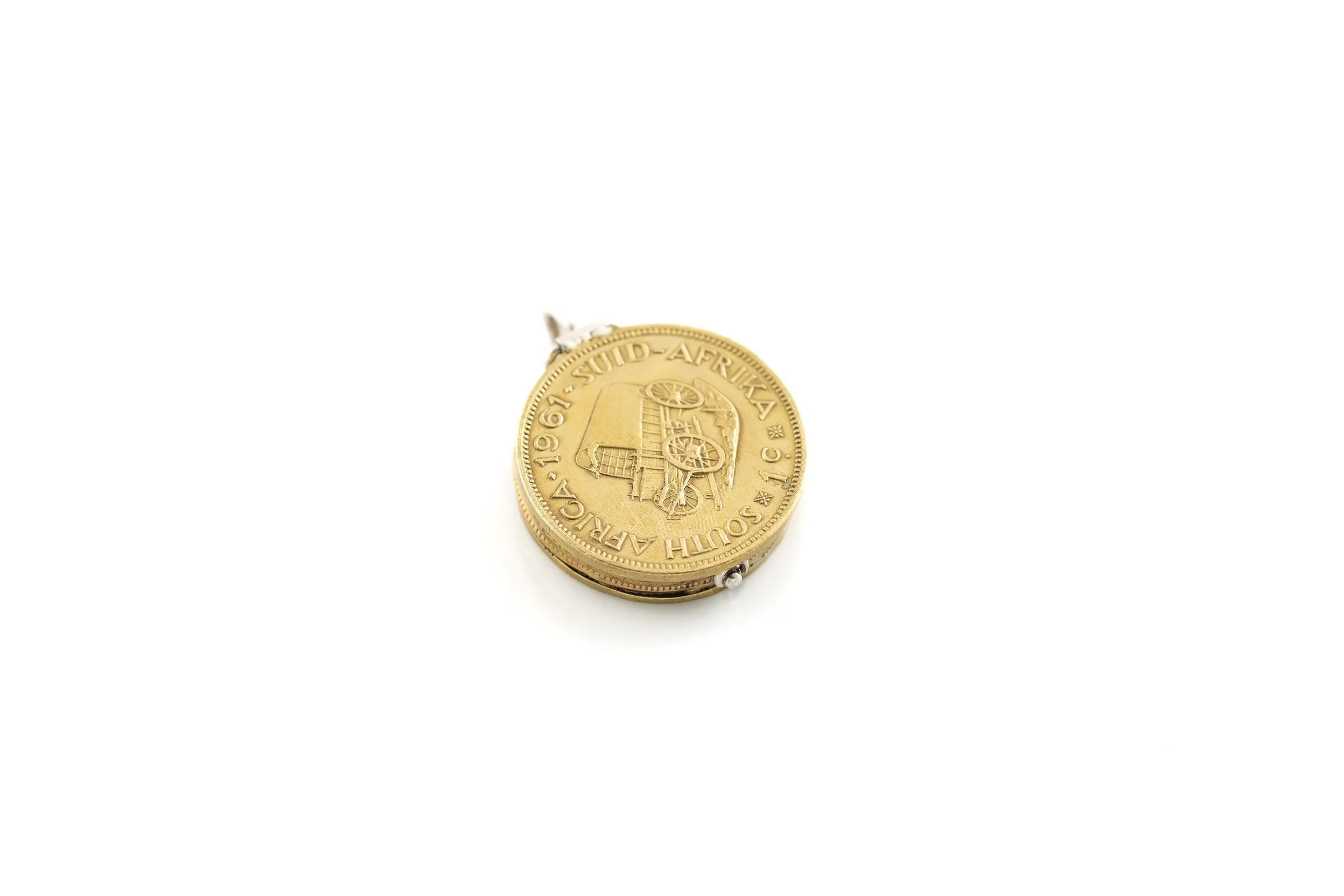 South African Brass Coin Locket Necklace