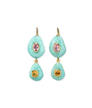 Stacked Stone Earrings in Amazonite