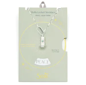 Stella Locket Necklace - Peace/Aqua Terra/Silver