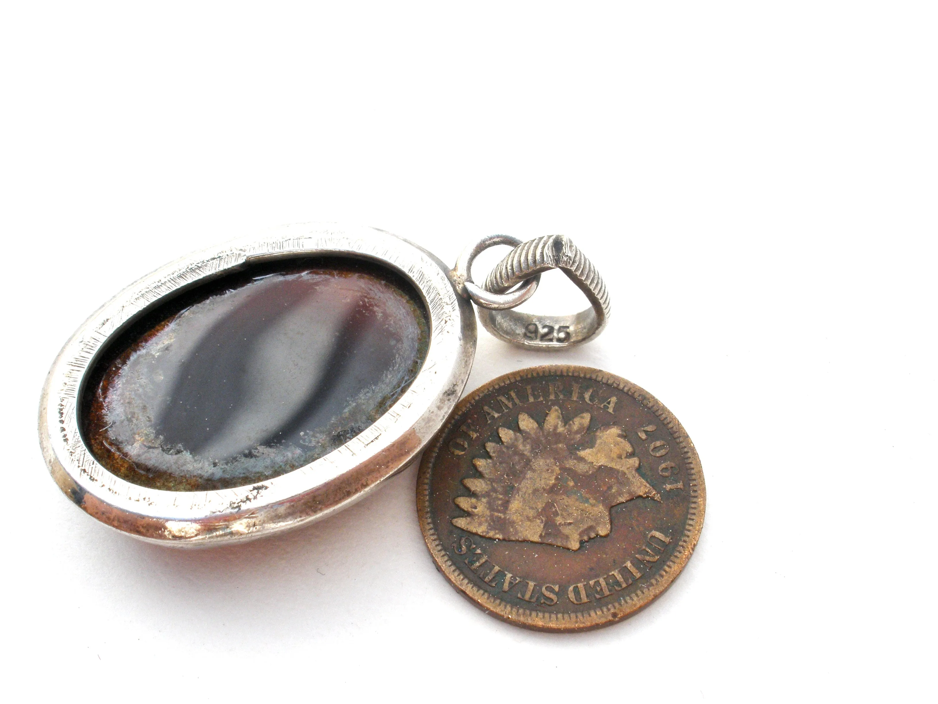 Sterling Silver Carnelian Pendant Vintage