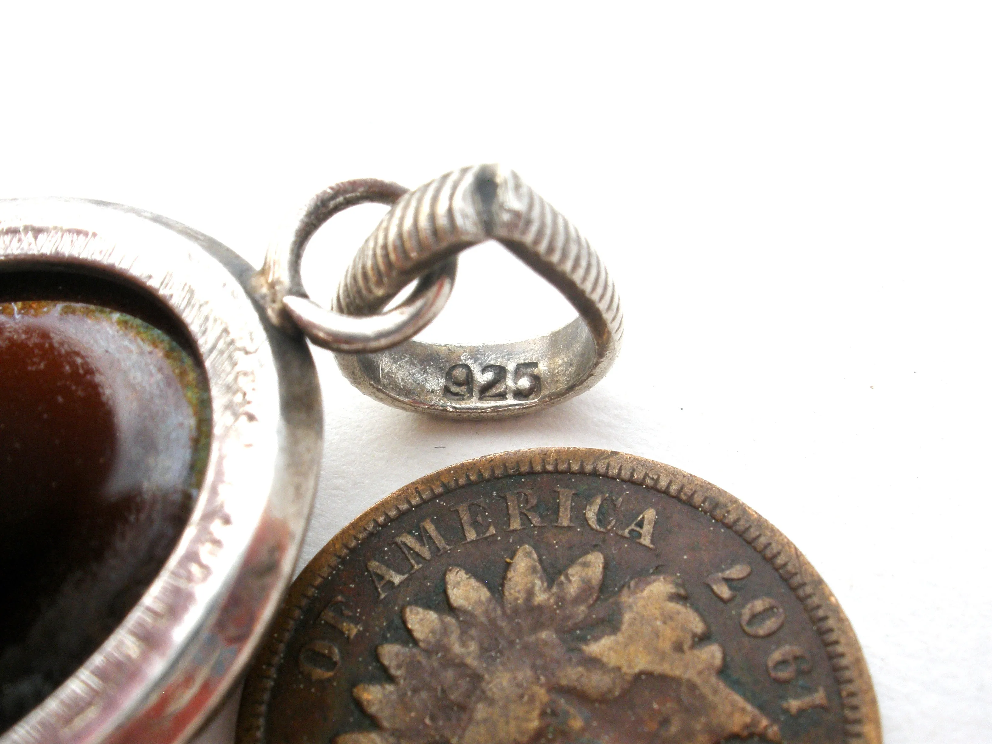 Sterling Silver Carnelian Pendant Vintage