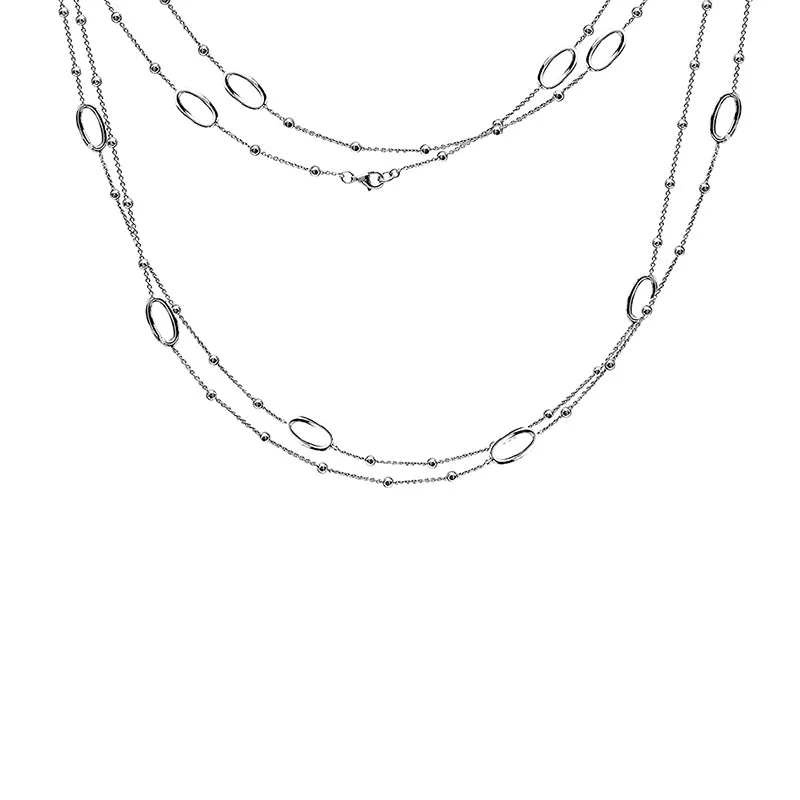 Sterling Silver Open Ovals Necklace