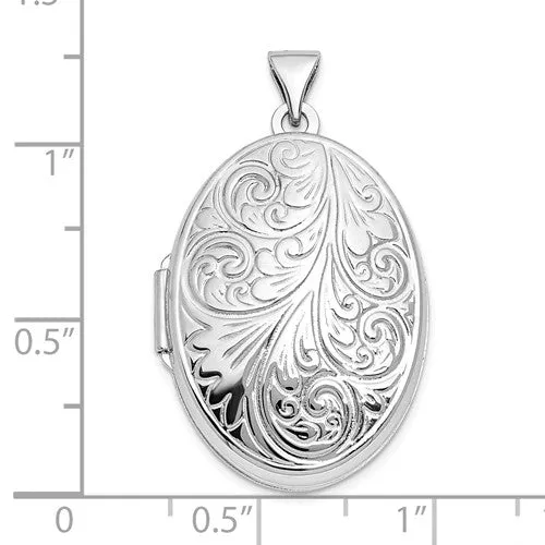 Sterling Silver Scroll Oval Locket