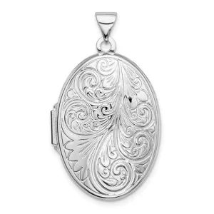 Sterling Silver Scroll Oval Locket