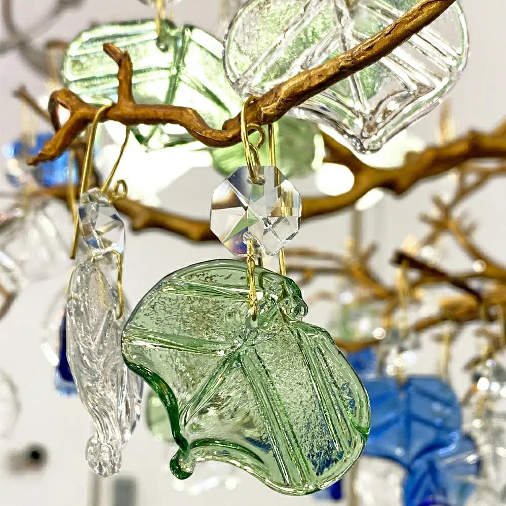 Stylish Colored Glaze Flower Crystal Chandelier Brass Tree Branch Ceiling Light For Living Room Hotel Hall