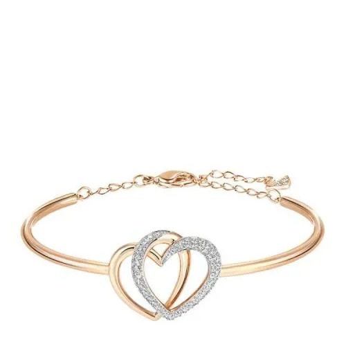 SWAROVSKI Dear Rose Gold & Clear Crystal Heart Bangle #5194838