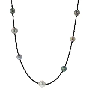 Tahitian Pearls on Grey Labradorite Strand
