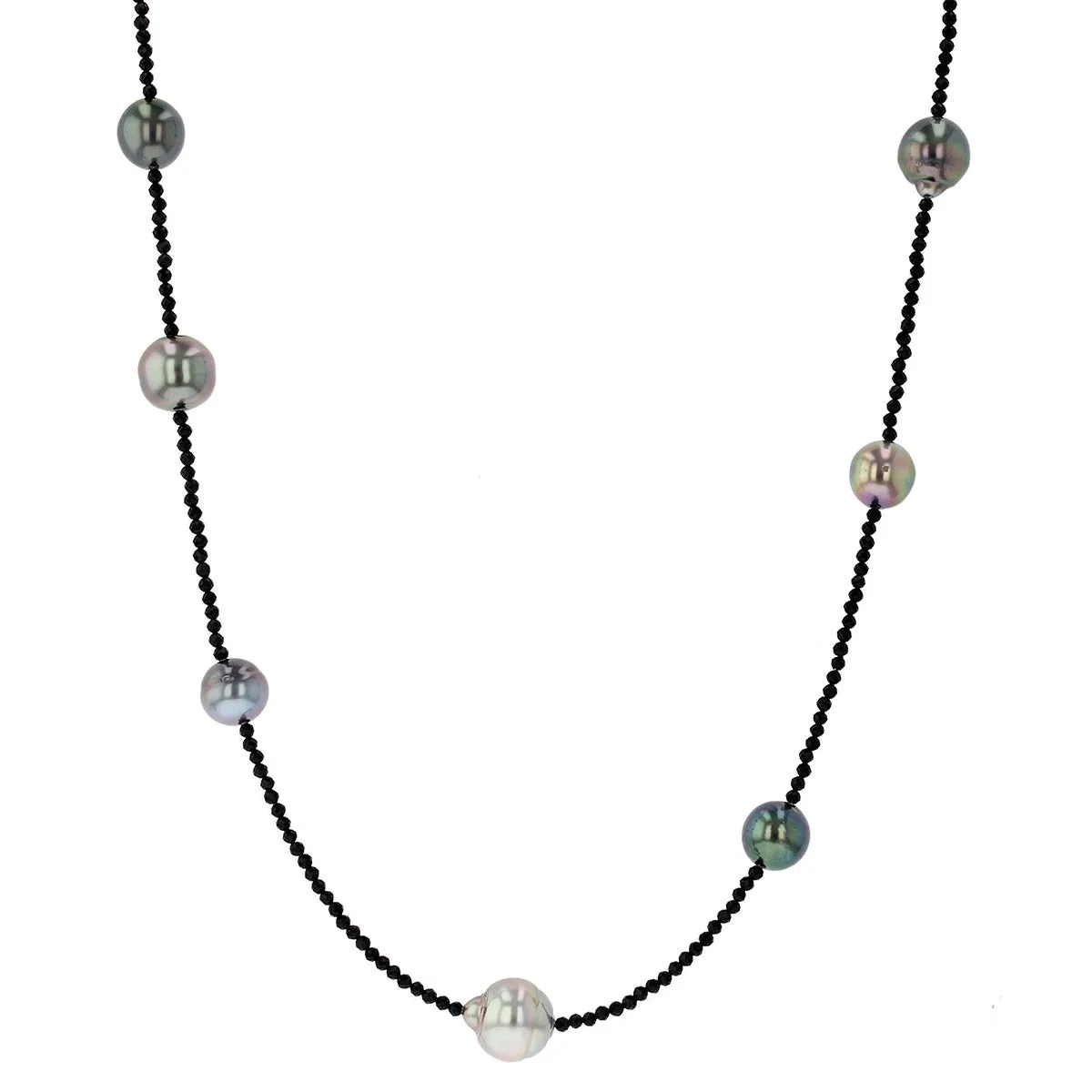 Tahitian Pearls on Grey Labradorite Strand