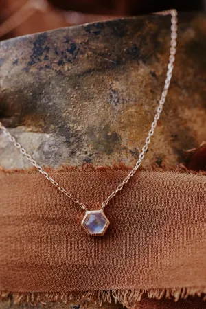 Tiny Hexagon Moonstone Necklace