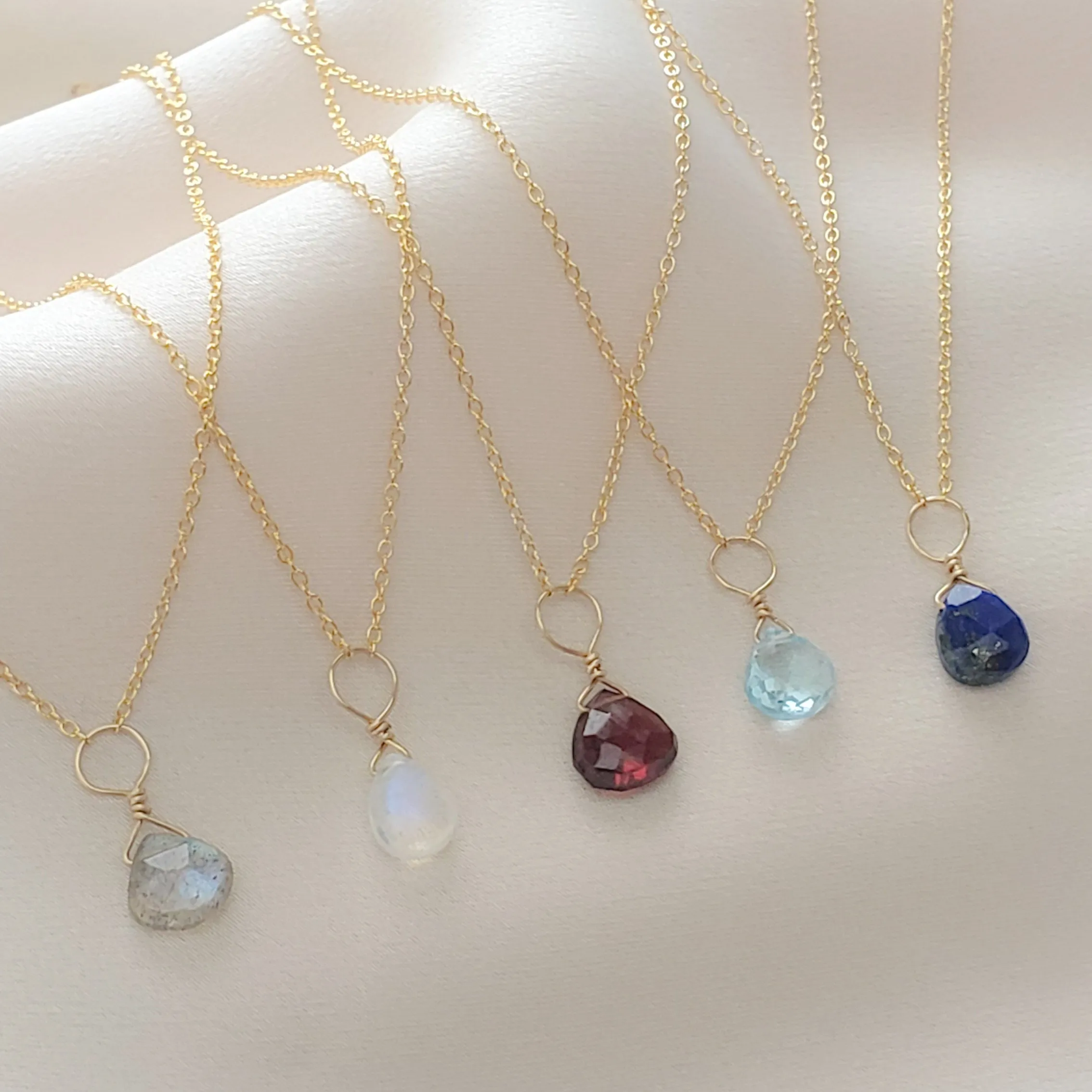 Tiny Labradorite Drop Necklace