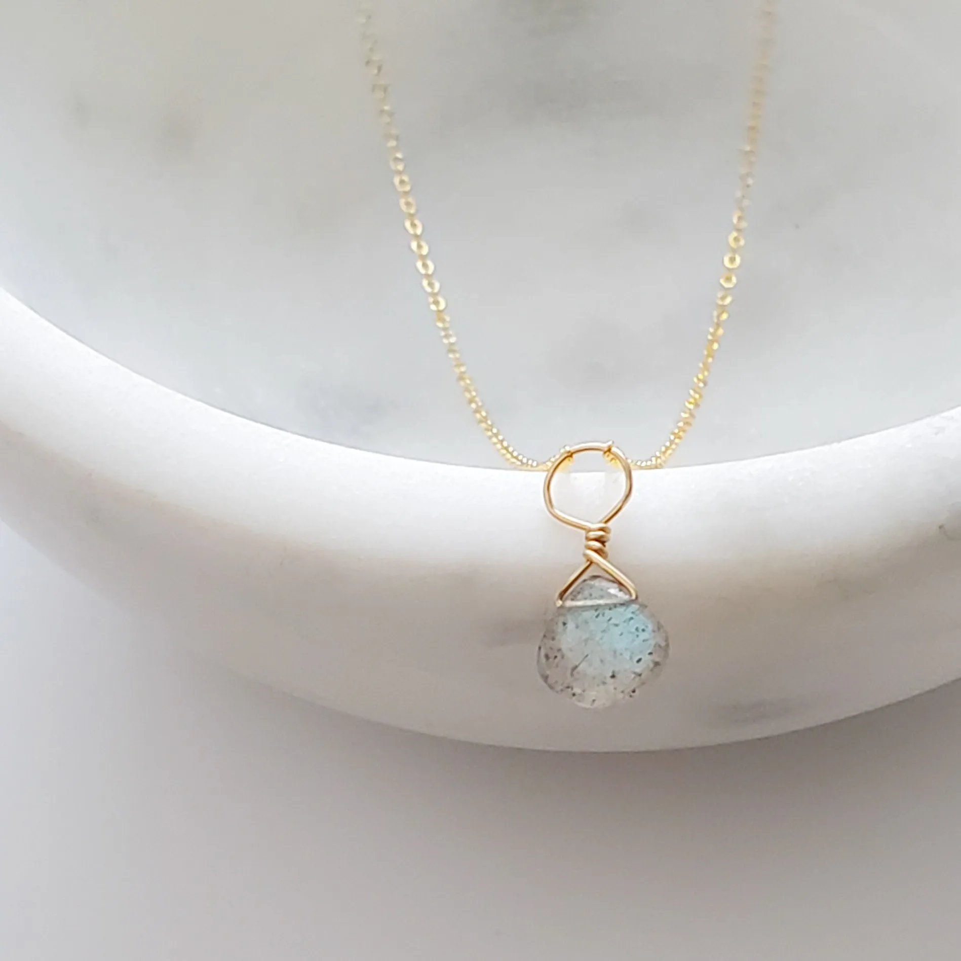 Tiny Labradorite Drop Necklace