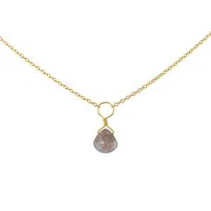 Tiny Labradorite Drop Necklace