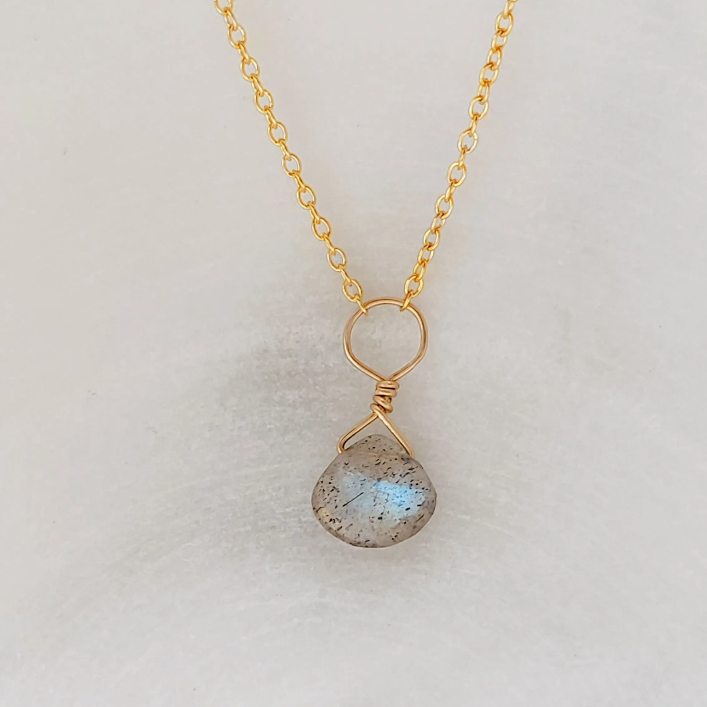 Tiny Labradorite Drop Necklace