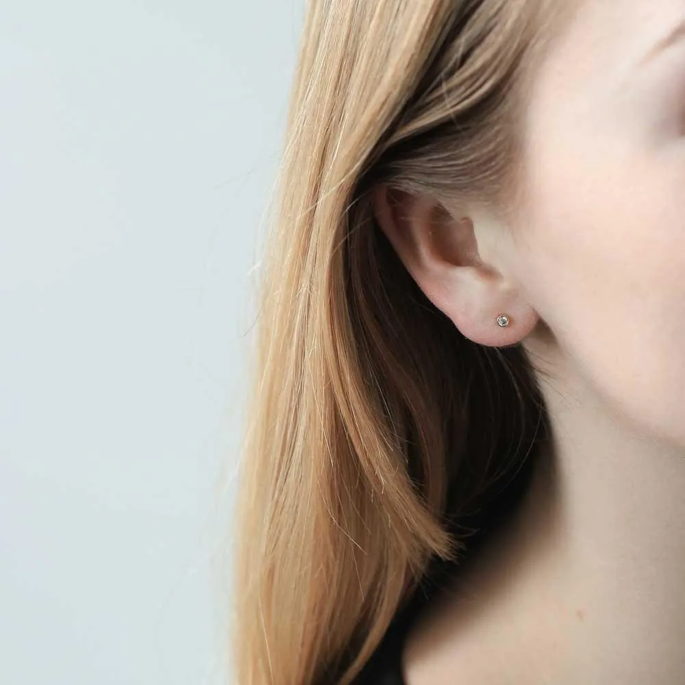 Tiny Sapphire Studs in 14k Gold