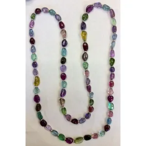 Tourmaline Bead Necklace with Diamond Rondelles
